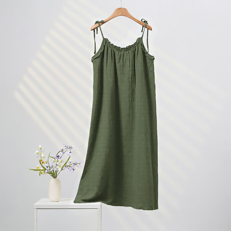 Robe d'intérieur Ownkoti délavée à bretelles, couleur unie, couleur soleil - Vert foncé - XL - image 16