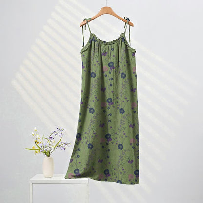 Robe longue bohème à bretelles et imprimé floral Ownkoti - Vert et violet - XL - image 4