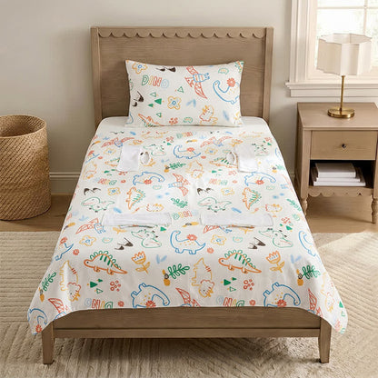 Couverture bébé en gaze de coton Ownkoti Dino Dreams - Blanc - Rembourré - Double - image 0