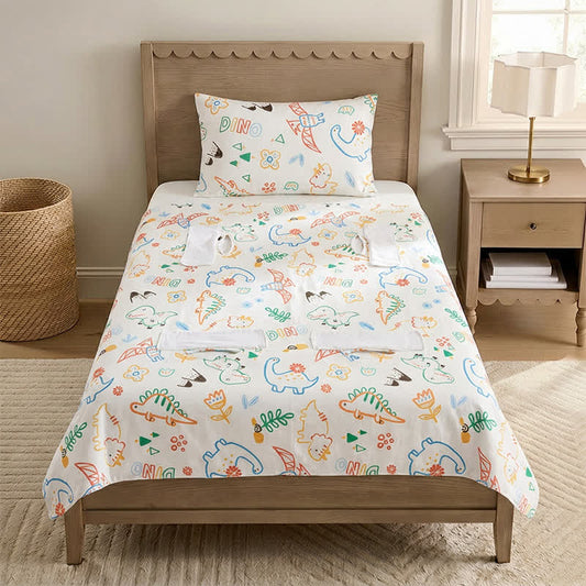Couverture bébé en gaze de coton Ownkoti Dino Dreams - Blanc - Rembourré - Double - image 0