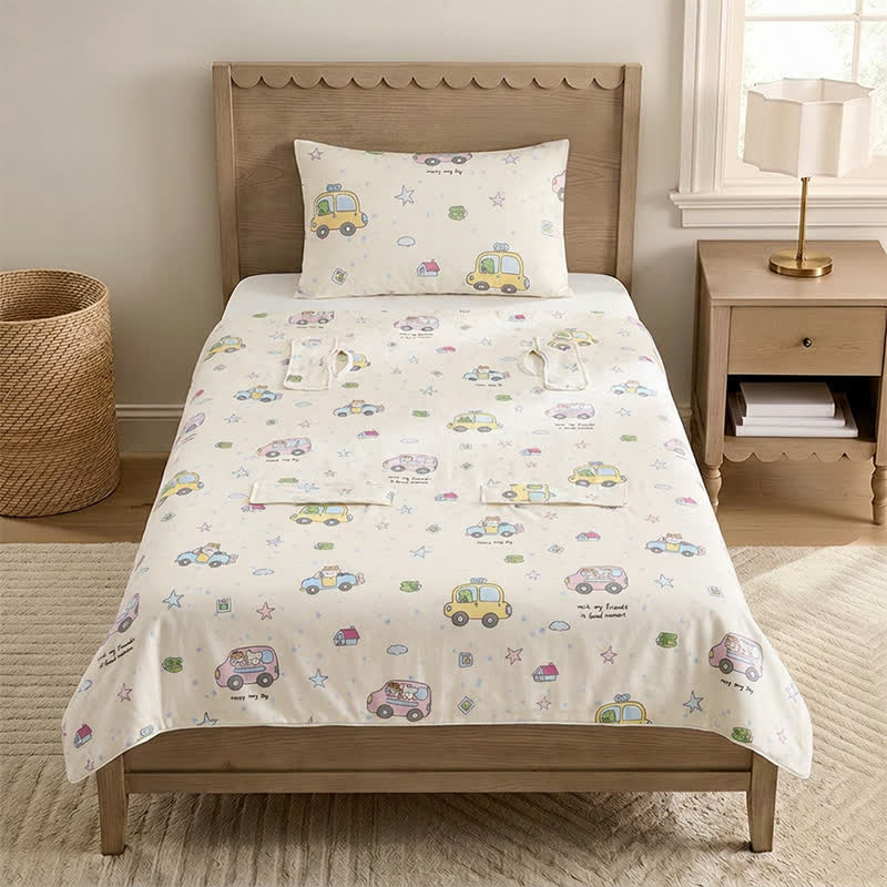 Couverture bébé anti-coups de pied en gaze de coton Ownkoti, motif petites voitures - Blanc - Rembourré - Double - image 0