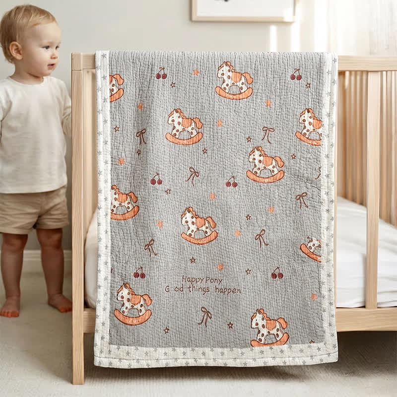 Couverture matelassée rafraîchissante pour bébé Ownkoti Happy Pony en lyocell - Gris - Double - image 0