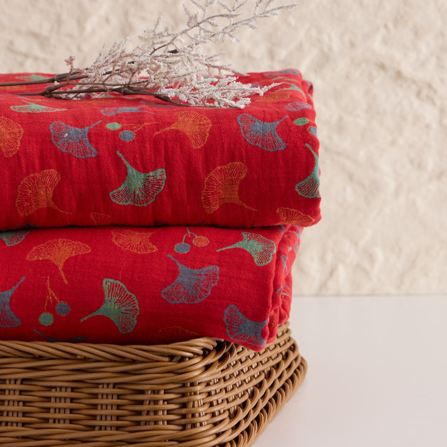 Tissu jacquard en coton à feuilles de ginkgo Ownkoti - image 3
