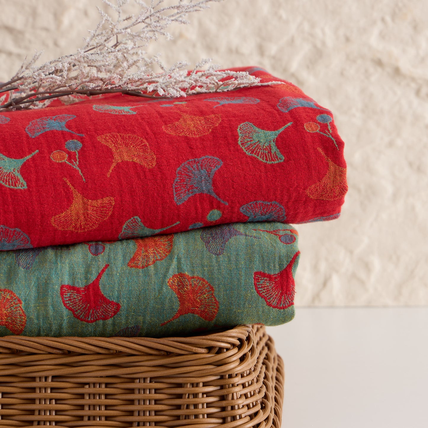 Tissu jacquard en coton à feuilles de ginkgo Ownkoti - image 8