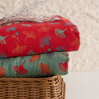 Tissu jacquard en coton à feuilles de ginkgo Ownkoti - image 8