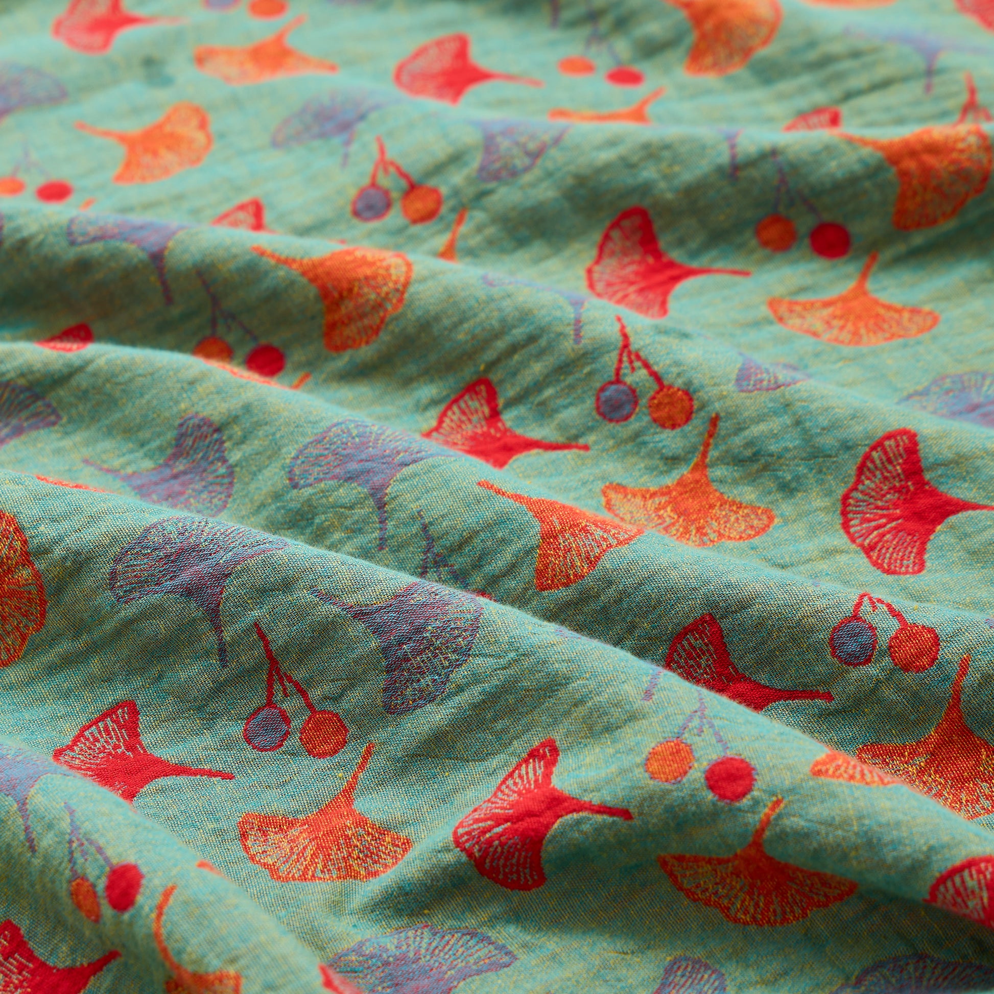 Tissu jacquard en coton à feuilles de ginkgo Ownkoti - image 6