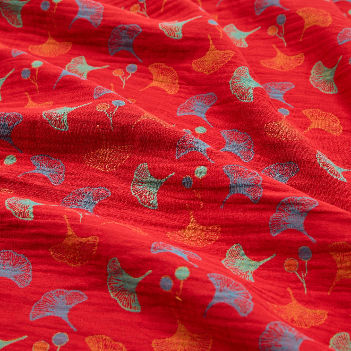Tissu jacquard en coton à feuilles de ginkgo Ownkoti - image 1