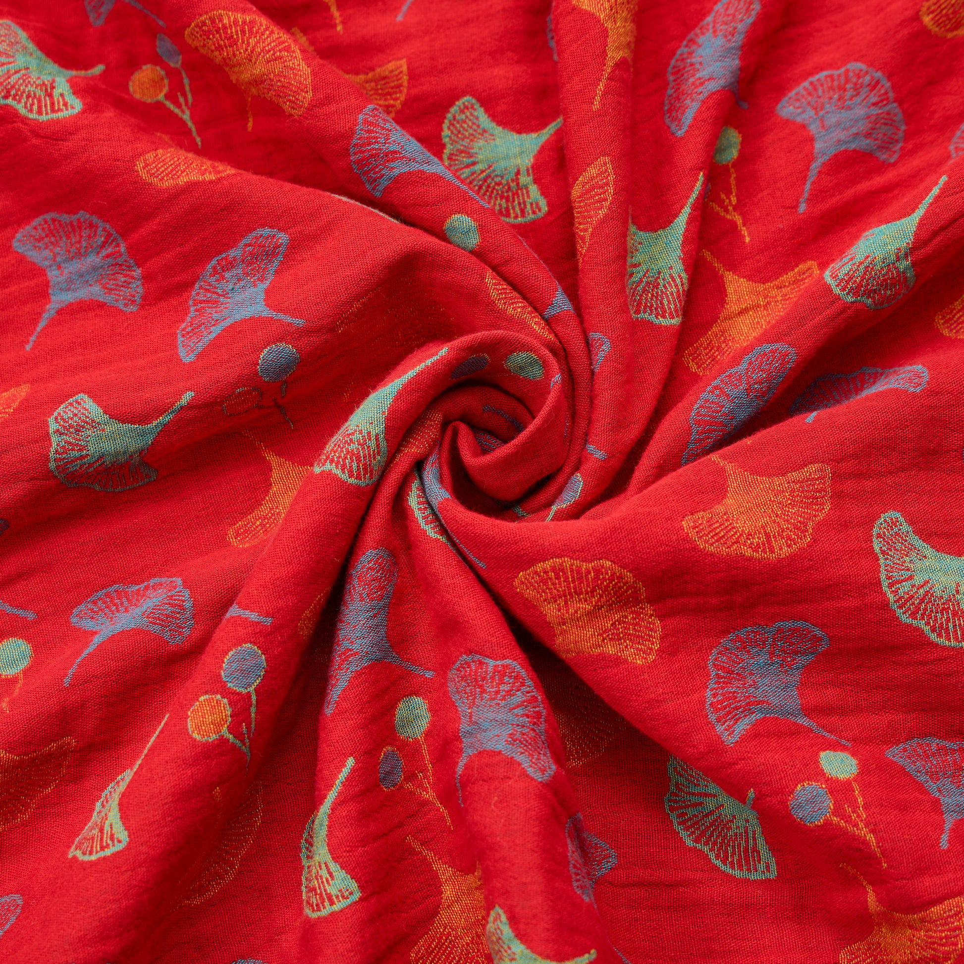 Tissu jacquard en coton à feuilles de ginkgo Ownkoti - image 2
