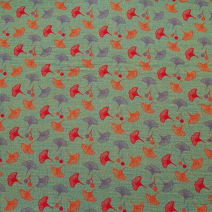 Tissu jacquard en coton à feuilles de ginkgo Ownkoti - Vert - mètre - 5M - image 5