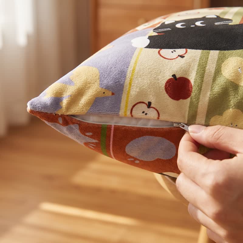 Coussin décoratif Ownkoti à motif chat noir patchwork fantaisiste - image 4