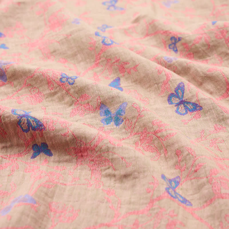 Tissu jacquard en coton à motif de vigne papillon Ownkoti - image 6
