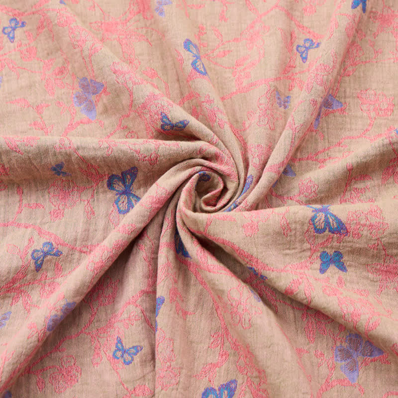 Tissu jacquard en coton à motif de vigne papillon Ownkoti - image 7