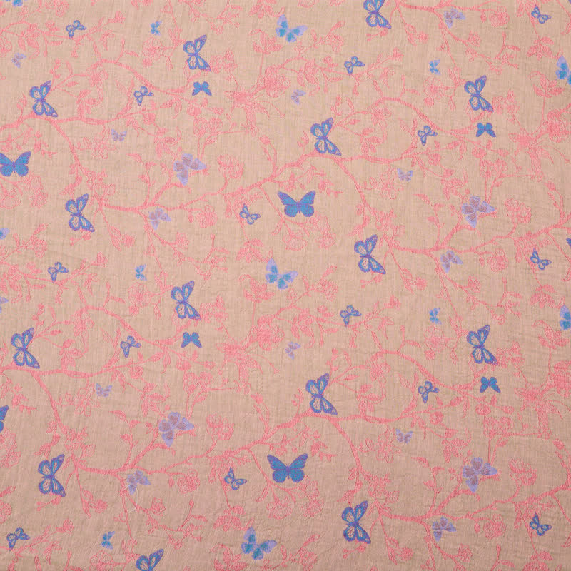 Tissu jacquard en coton à motif de vigne papillon Ownkoti - Rose - mètre - 5M - image 5