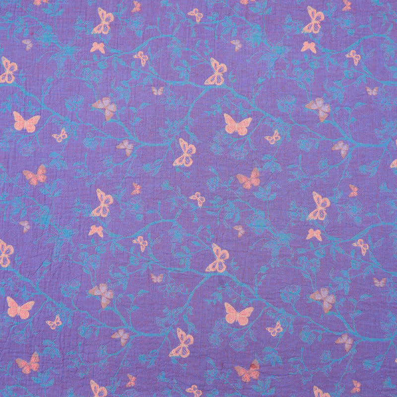 Tissu jacquard en coton à motif de vigne papillon Ownkoti - Violet - mètre - 5M - image 0