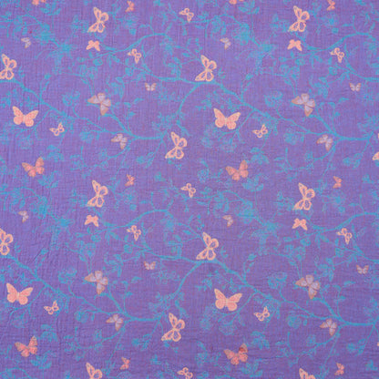Tissu jacquard en coton à motif de vigne papillon Ownkoti - Violet - mètre - 5M - image 0