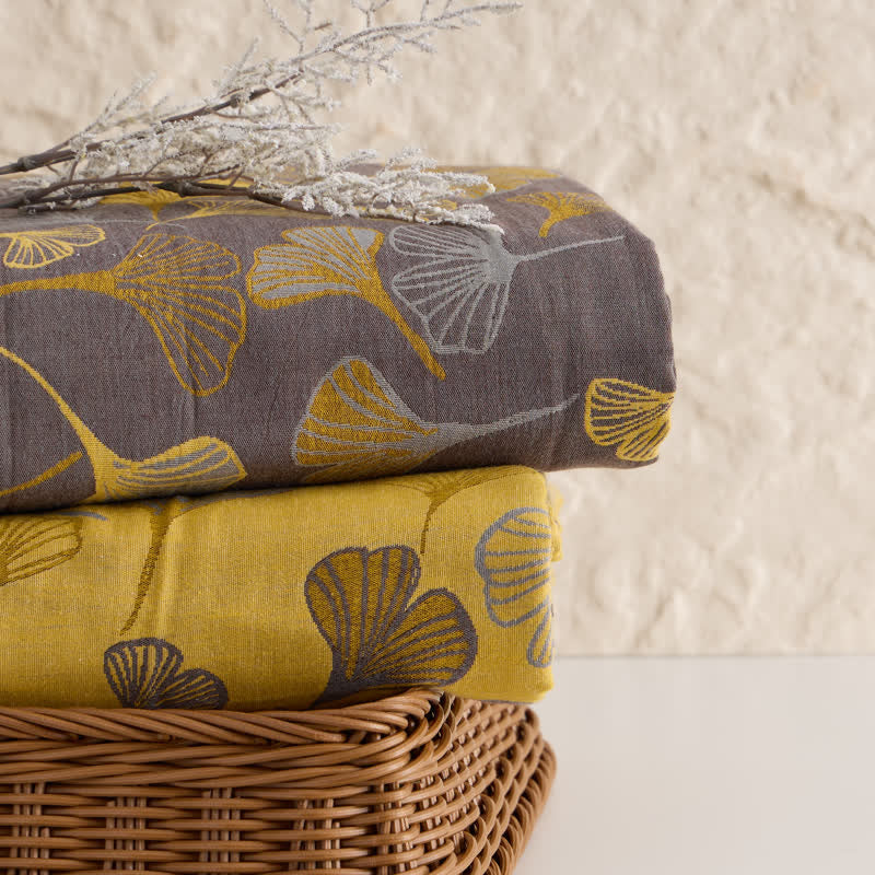 Tissu jacquard en coton à grandes feuilles de ginkgo Ownkoti - image 8