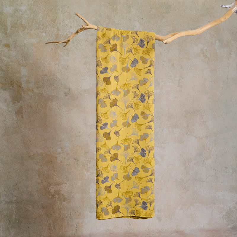 Tissu jacquard en coton à grandes feuilles de ginkgo Ownkoti - image 4