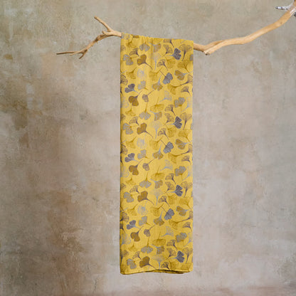 Tissu jacquard en coton à grandes feuilles de ginkgo Ownkoti - image 4
