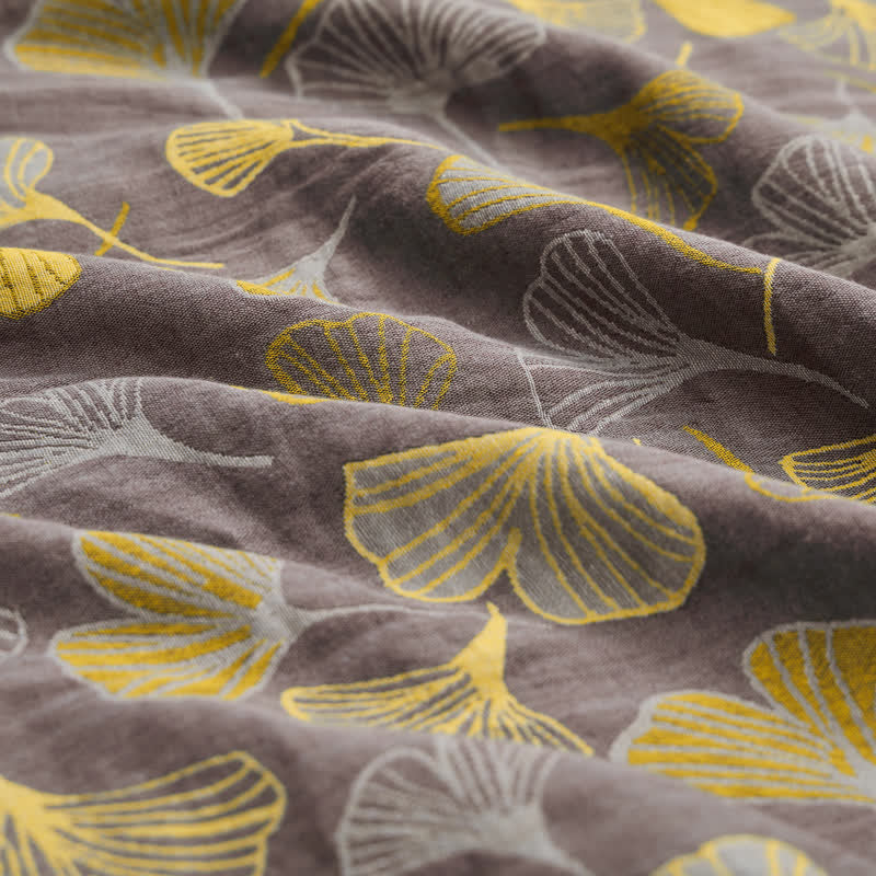 Tissu jacquard en coton à grandes feuilles de ginkgo Ownkoti - image 6