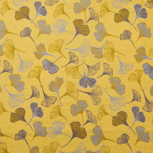 Tissu jacquard en coton à grandes feuilles de ginkgo Ownkoti - Jaune - mètre - 5M - image 0