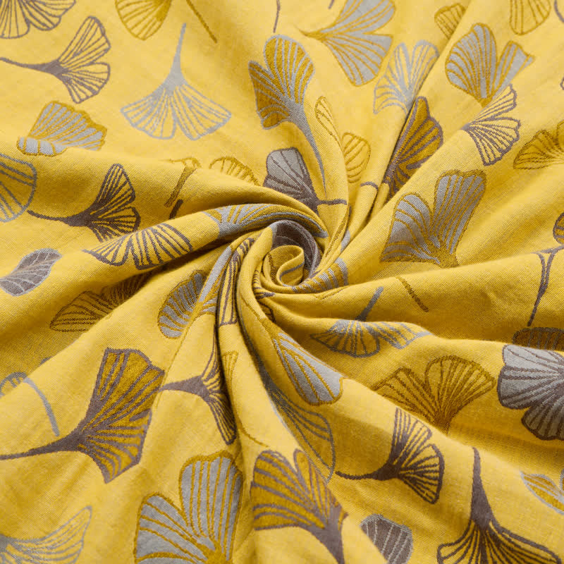 Tissu jacquard en coton à grandes feuilles de ginkgo Ownkoti - image 2