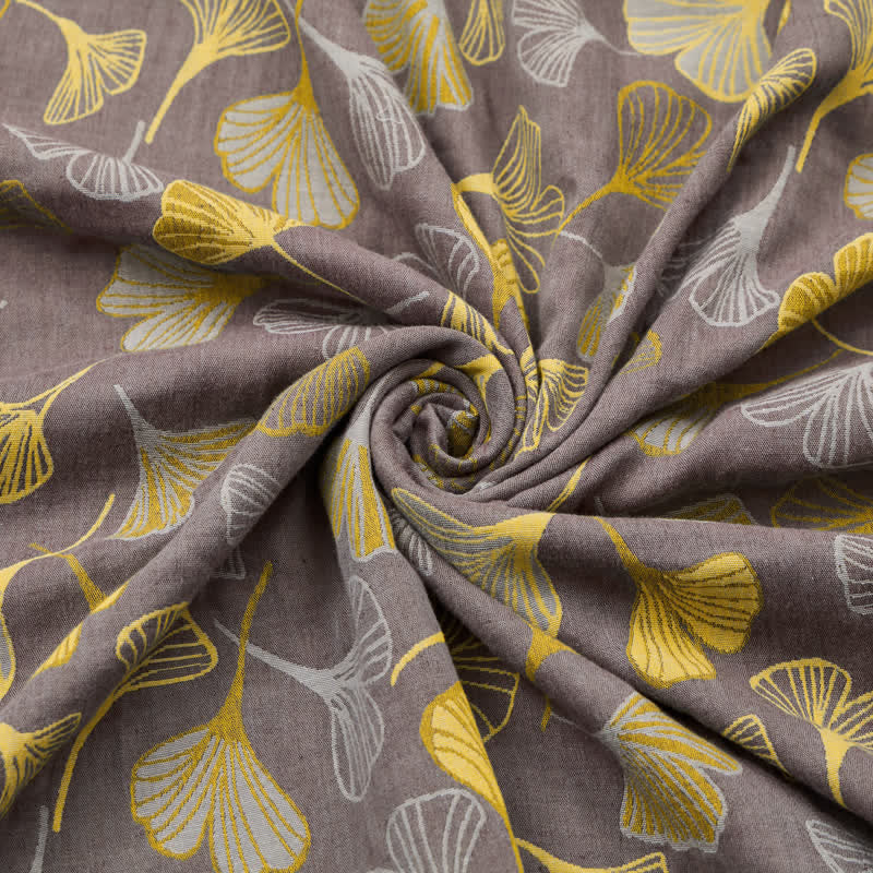 Tissu jacquard en coton à grandes feuilles de ginkgo Ownkoti - image 7