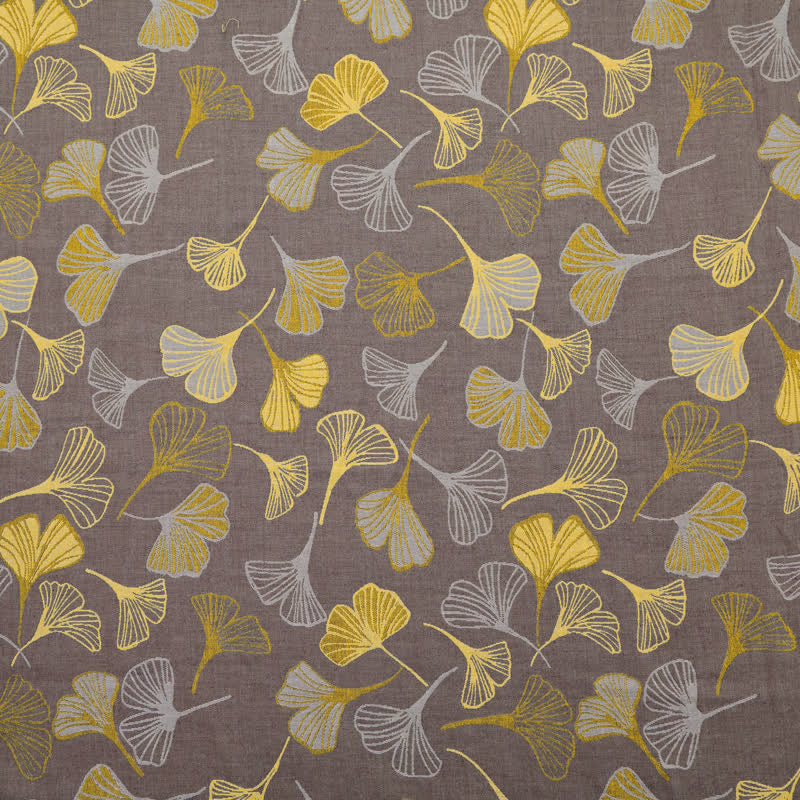 Tissu jacquard en coton à grandes feuilles de ginkgo Ownkoti - Gris clair - mètre - 5M - image 5