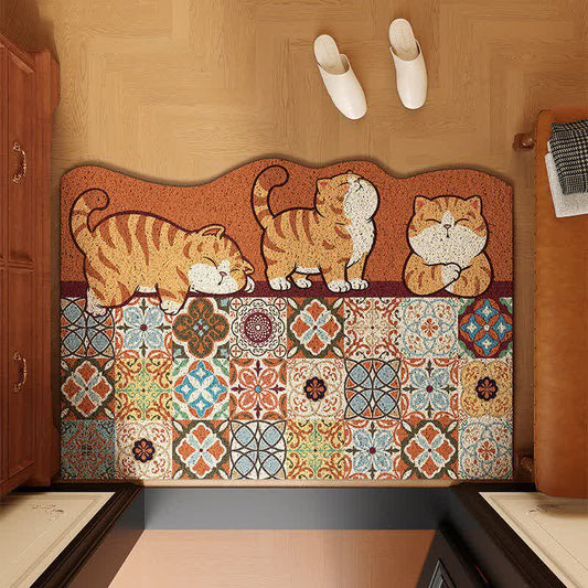 Tapis d'entrée Ownkoti à motif chat fantaisie patchwork - Comme une image - 32" × 47" - image 0