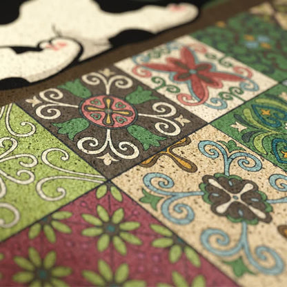 Tapis d'entrée Ownkoti Chat endormi à carreaux festonnés - image 3