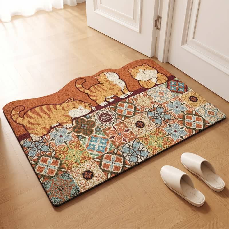 Tapis d'entrée Ownkoti à motif chat fantaisie patchwork - image 2