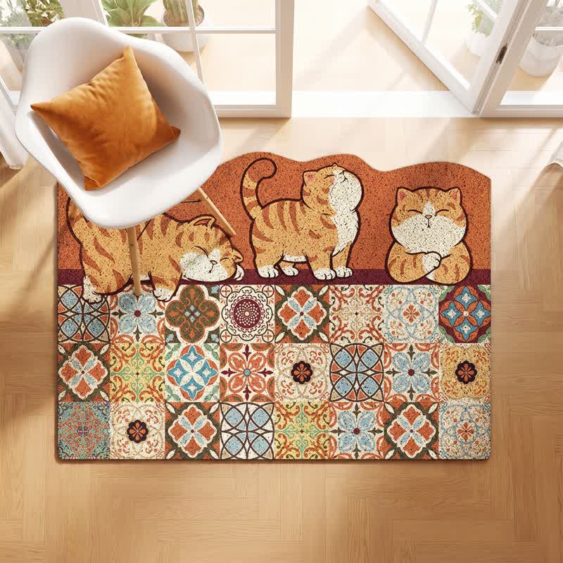 Tapis d'entrée Ownkoti à motif chat fantaisie patchwork - image 1