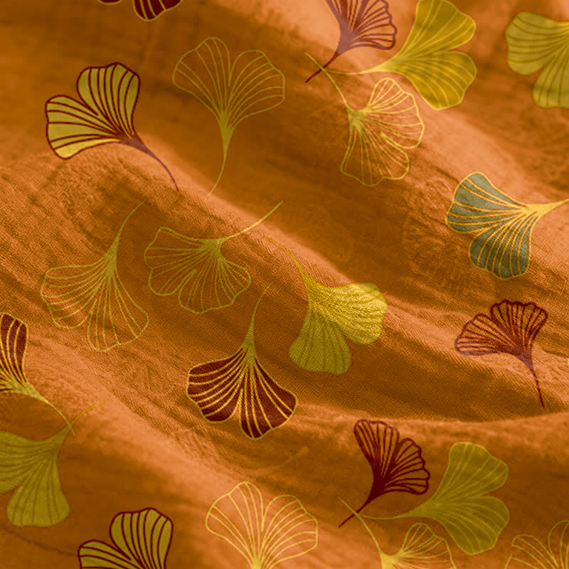 Robe midi d'intérieur à bretelles et motif feuille de ginkgo Ownkoti - image 9