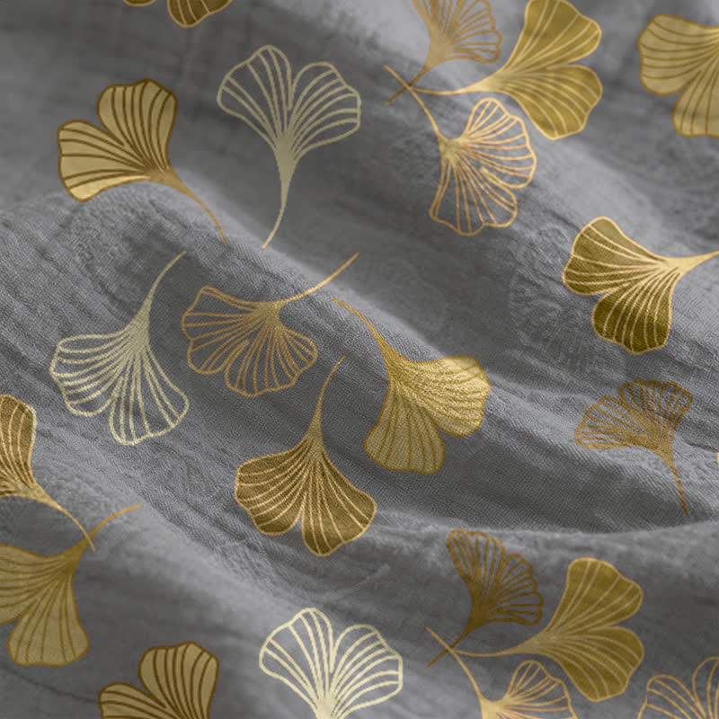 Robe midi d'intérieur à bretelles et motif feuille de ginkgo Ownkoti - image 19