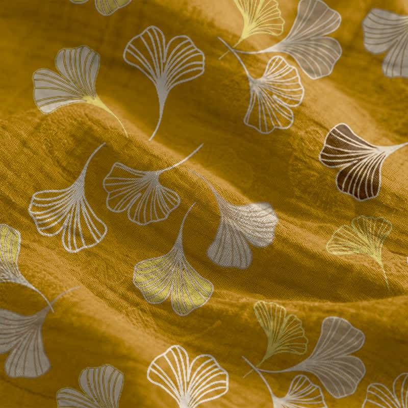 Robe midi d'intérieur à bretelles et motif feuille de ginkgo Ownkoti - image 24
