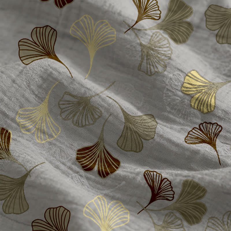 Robe midi d'intérieur à bretelles et motif feuille de ginkgo Ownkoti - image 29