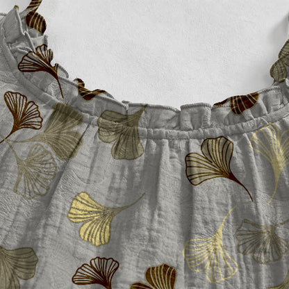 Robe midi d'intérieur à bretelles et motif feuille de ginkgo Ownkoti - image 28