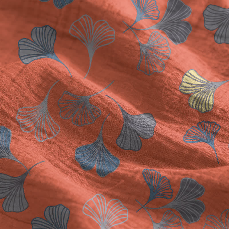 Robe midi d'intérieur à bretelles et motif feuille de ginkgo Ownkoti - image 34
