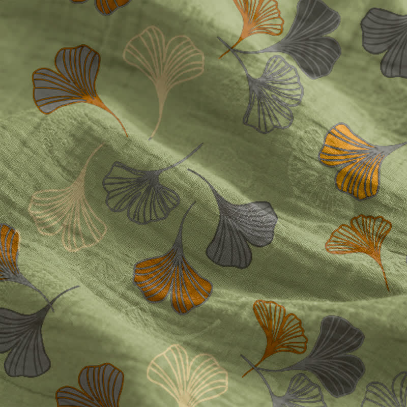 Robe midi d'intérieur à bretelles et motif feuille de ginkgo Ownkoti - image 39