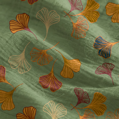 Robe midi d'intérieur à bretelles et motif feuille de ginkgo Ownkoti - image 44
