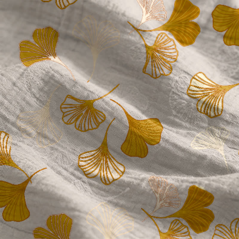 Robe midi d'intérieur à bretelles et motif feuille de ginkgo Ownkoti - image 84