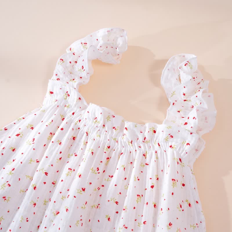 Robe d'intérieur à bretelles volantées et fleurs en coton Ownkoti - image 3