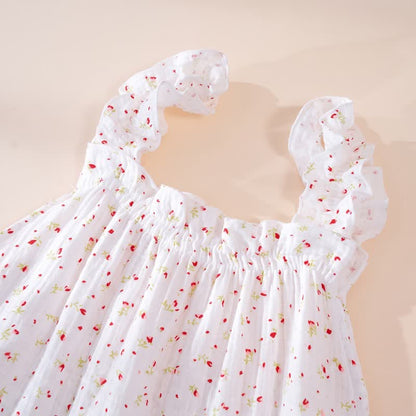 Robe d'intérieur à bretelles volantées et fleurs en coton Ownkoti - image 3
