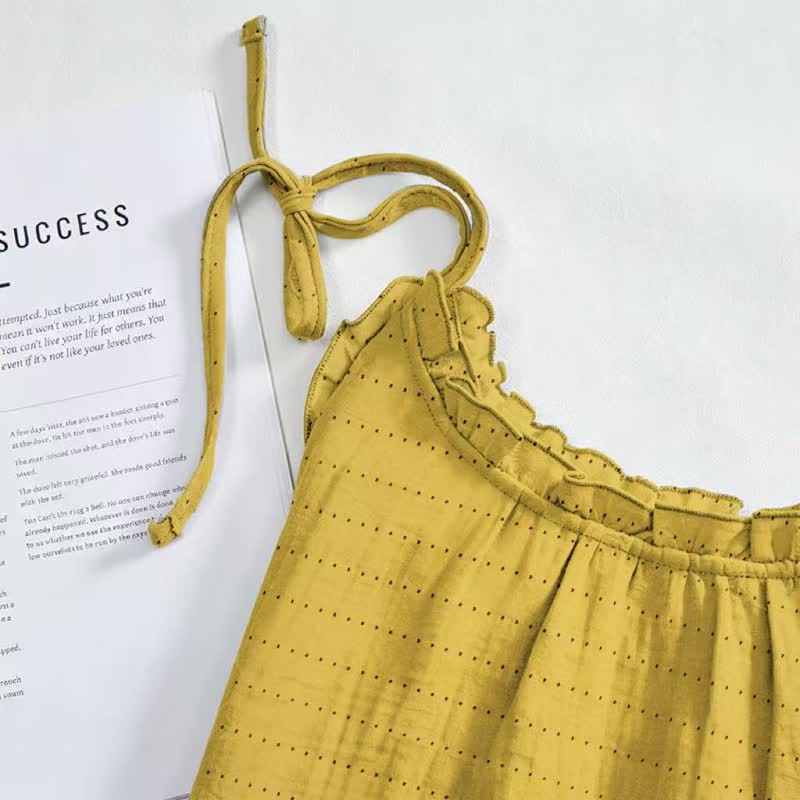 Robe d'intérieur Ownkoti délavée à bretelles, couleur unie, couleur soleil - image 7
