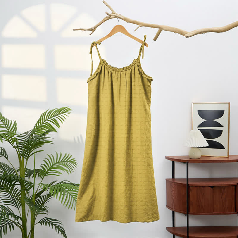 Robe d'intérieur Ownkoti délavée à bretelles, couleur unie, couleur soleil - image 5