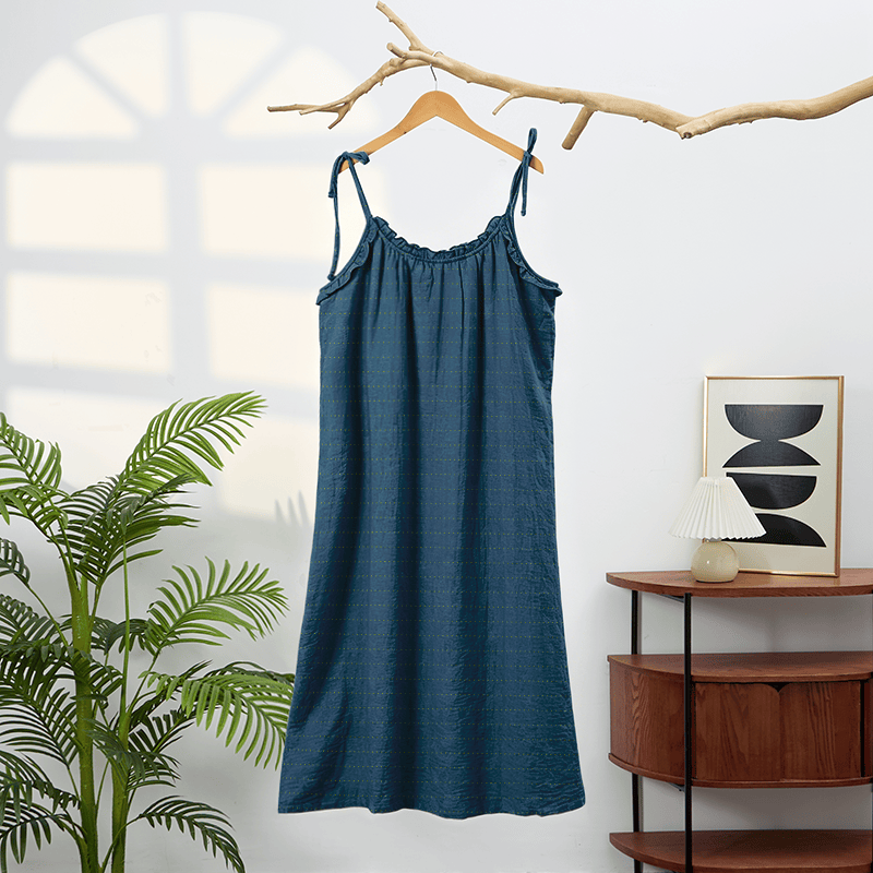 Robe d'intérieur Ownkoti délavée à bretelles, couleur unie, couleur soleil - image 9