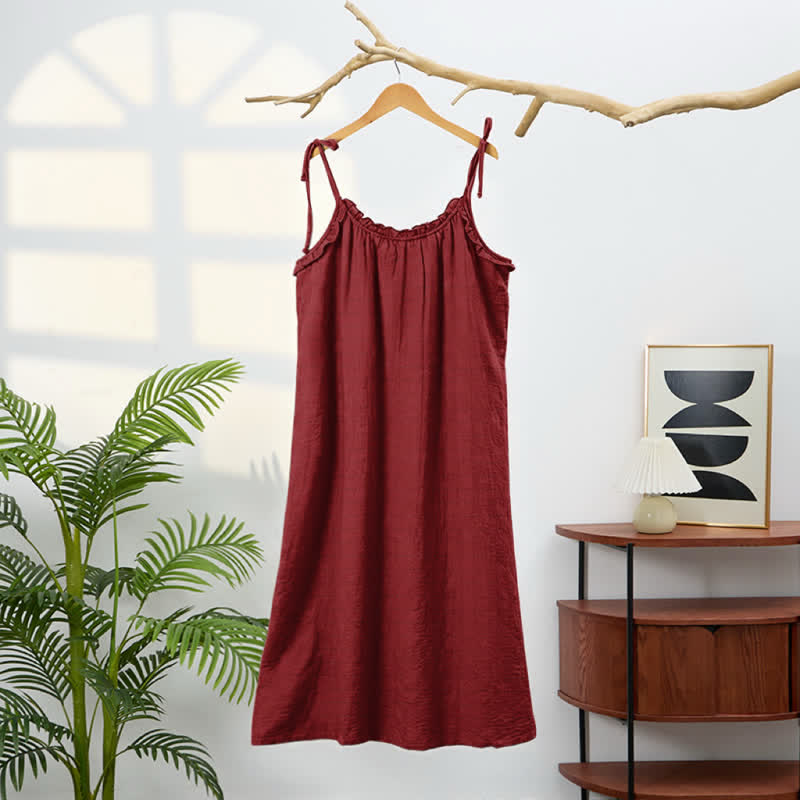 Robe d'intérieur Ownkoti délavée à bretelles, couleur unie, couleur soleil - image 13