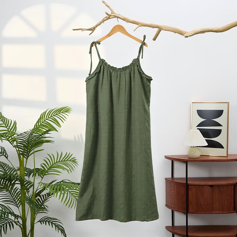 Robe d'intérieur Ownkoti délavée à bretelles, couleur unie, couleur soleil - image 17