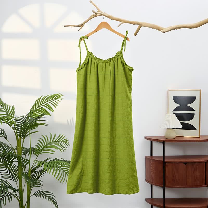 Robe d'intérieur Ownkoti délavée à bretelles, couleur unie, couleur soleil - image 21