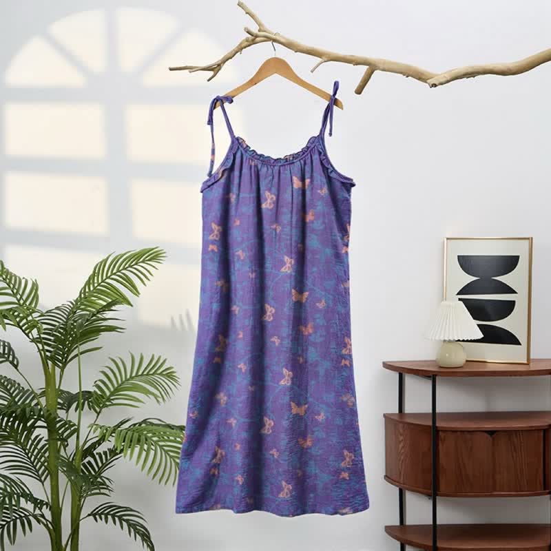 Robe longue de détente à bretelles et imprimé papillon Ownkoti - image 1