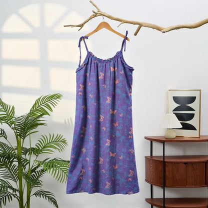 Robe longue de détente à bretelles et imprimé papillon Ownkoti - image 1